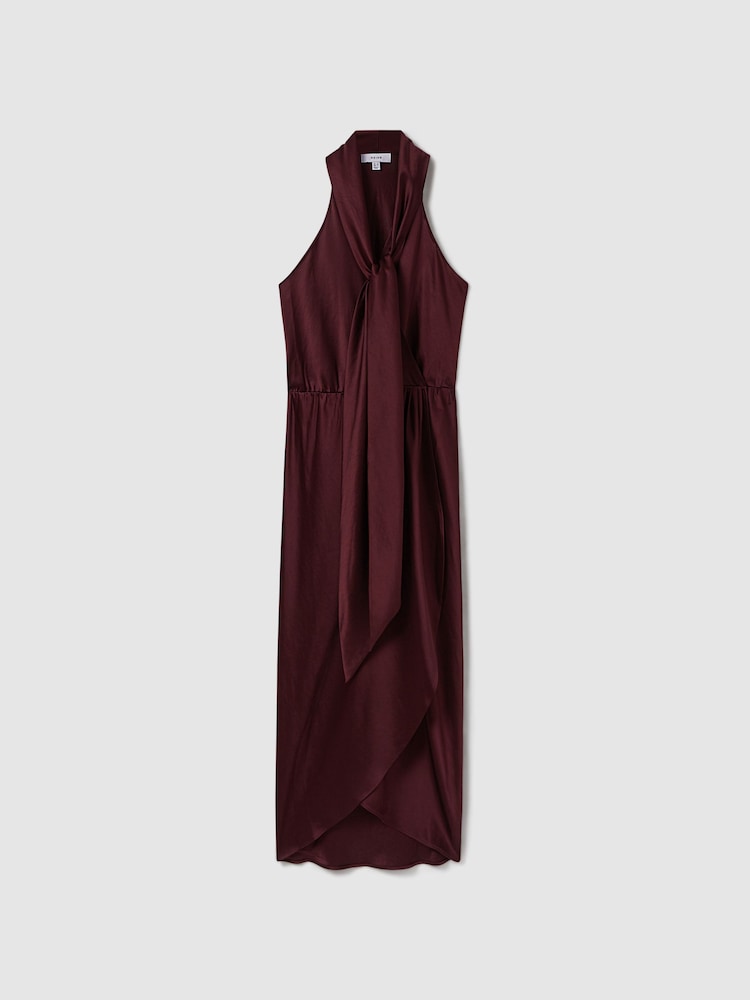 Vestido a media pierna de satén con diseño cruzado Tayla de Reiss - Imagen 2 de 5 Vestido a media pierna de satén con diseño cruzado Tayla de Reiss - Imagen 2 de 5