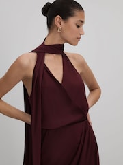 Атласное платье миди с запахом Reiss Tayla - Image 3 of 5