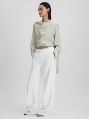 Reiss Sage Emilia Satin Detachable Scarf Shirt - Image 1 of 7