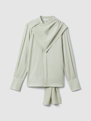 Reiss Sage Emilia Satin Detachable Scarf Shirt - Image 2 of 7