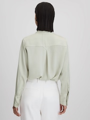 Reiss Sage Emilia Satin Detachable Scarf Shirt - Image 4 of 7