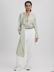 Reiss Sage Emilia Satin Detachable Scarf Shirt - Image 6 of 7