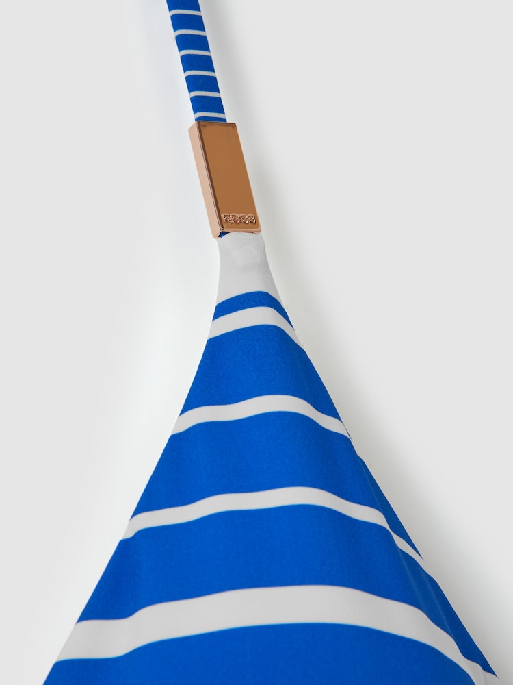 Reiss Blue Stripe Lenny Striped Plunge Neck Swimsuit - Image 6 of 6