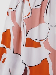 Reiss Cream/Red Tanya Printed Tie Neck Mini Dress - Image 6 of 6