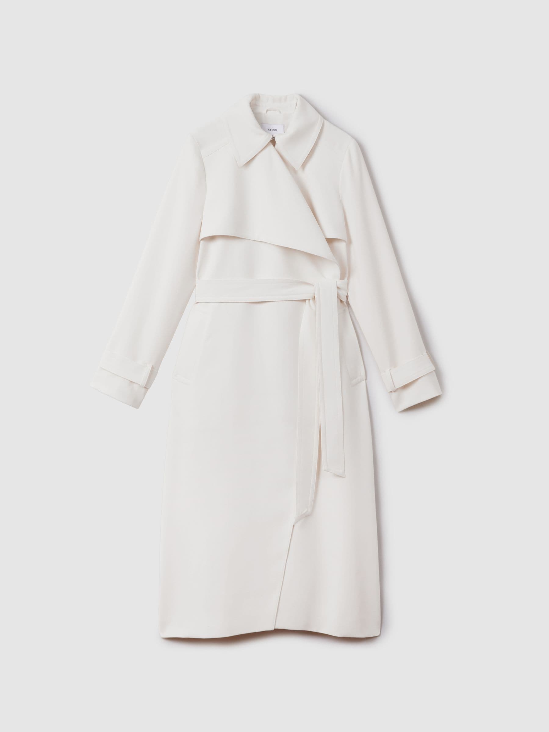 Buy Reiss White Etta Double Breasted Belted Trench Coat from
