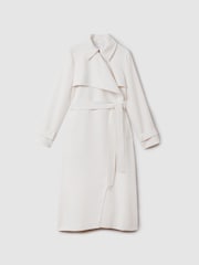 Reiss White Etta Double Breasted Belted Trench Coat - Image 2 of 7