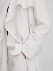 Reiss White Etta Double Breasted Belted Trench Coat - Image 4 of 7