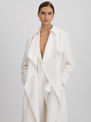 Reiss White Etta Double Breasted Belted Trench Coat - Image 6 of 7