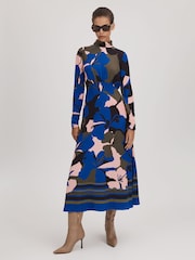 Florere Printed Zip Cuff Midi Dress - Image 1 of 7
