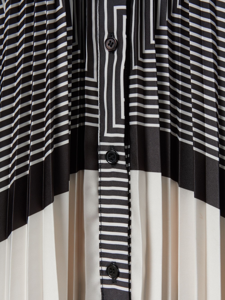 Reiss Black/White Bay Printed Pleated Mini Dress - Image 6 of 6