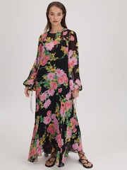 Florere Sheer Asymmetric Midi Dress - Image 1 of 7