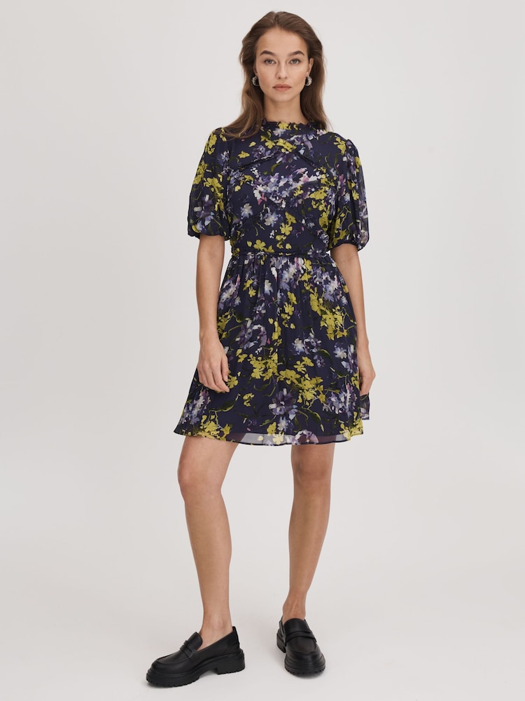 Florere Printed Puff Sleeve Mini Dress - Image 1 of 6