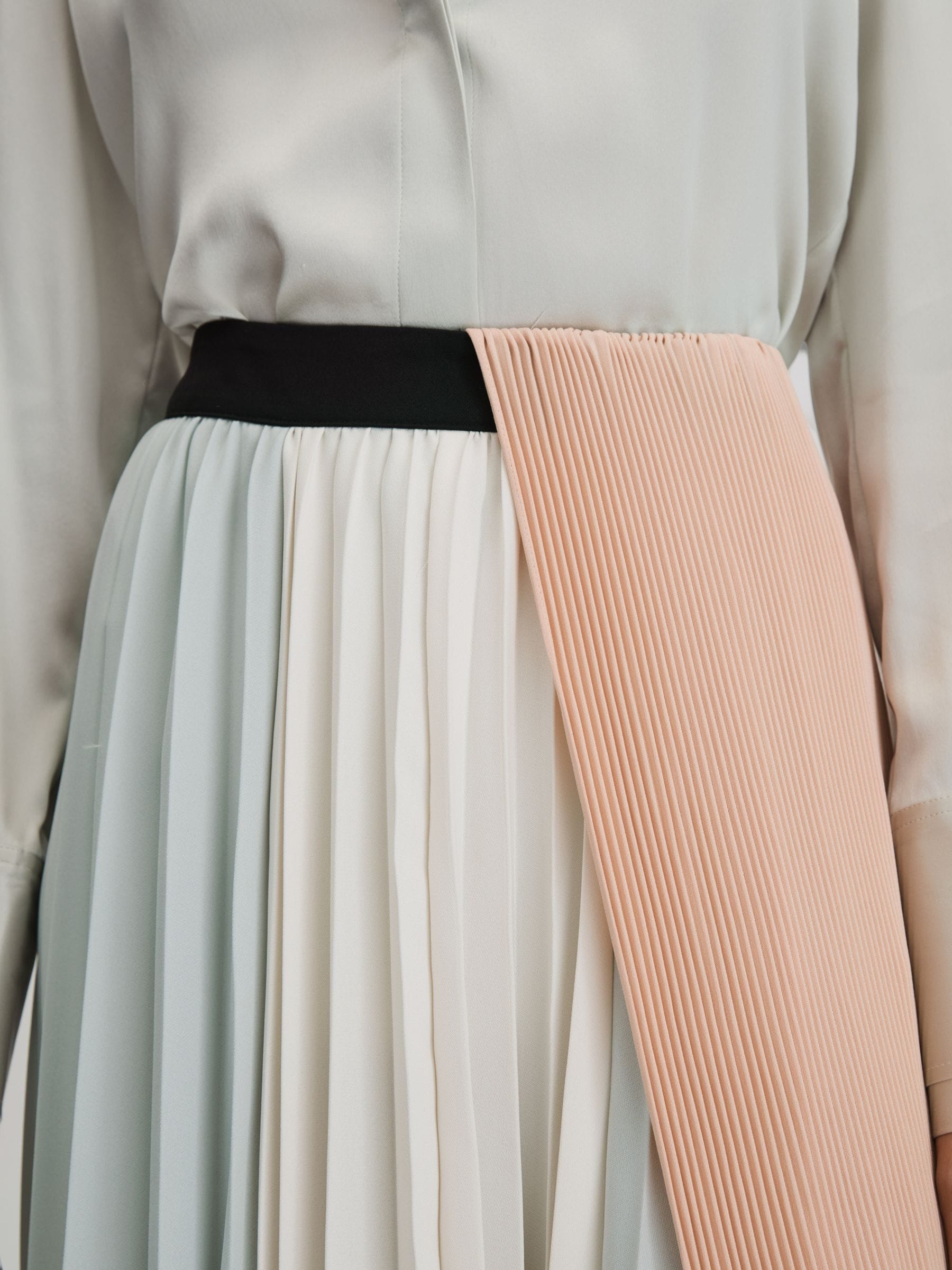 Buy Reiss Pink Cream Maddie Pleated Asymmetric Midi Skirt from Next United Arab Emirates