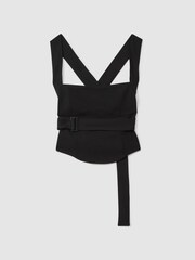 Reiss Black Callie Belted Corset Top - Image 2 of 5