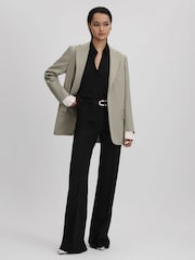 Reiss Black/Nude Nila Contrasting Button-Through Shirt - Image 3 of 6