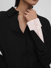 Reiss Black/Nude Nila Contrasting Button-Through Shirt - Image 4 of 6