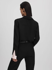Reiss Black/Nude Nila Contrasting Button-Through Shirt - Image 5 of 6