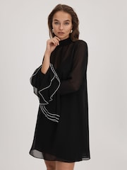 Florere Sheer Fluted Cuff Mini Dress - Image 1 of 6