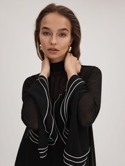 Florere Sheer Fluted Cuff Mini Dress - Image 4 of 6