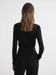 Reiss Black Brady Jersey V-Neck Top - Image 5 of 6