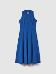 Florere Bright Blue Zip Front Midi Dress - Image 2 of 6