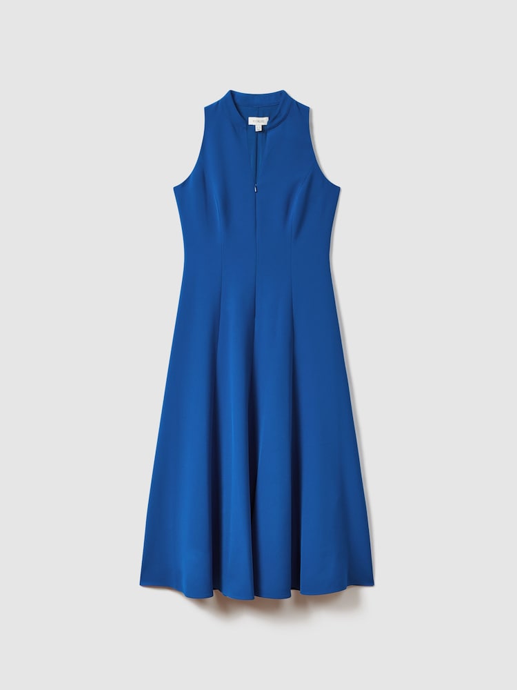 Florere Bright Blue Zip Front Midi Dress - Image 2 of 6