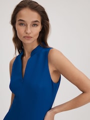 Florere Bright Blue Zip Front Midi Dress - Image 3 of 6