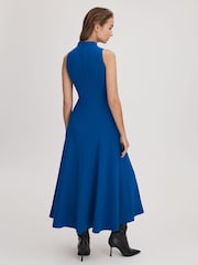 Florere Bright Blue Zip Front Midi Dress - Image 5 of 6