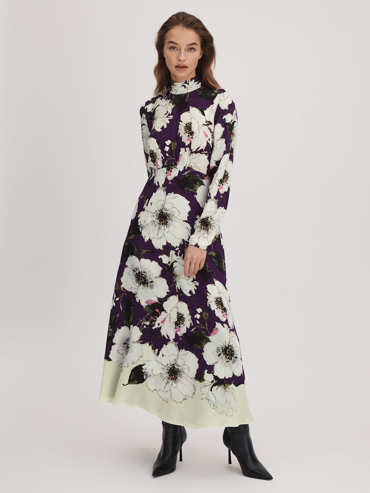 Florere Printed Zip Cuff Midi Dress - Image 1 of 7