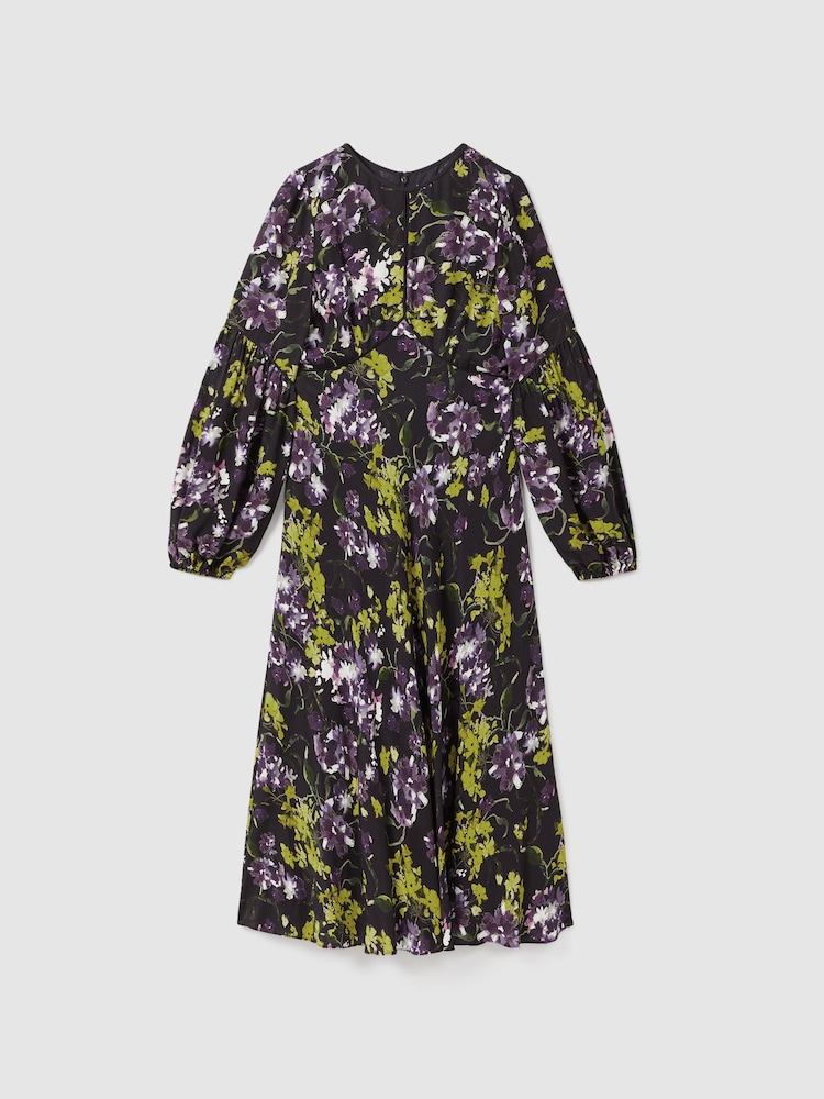 Florere Printed Blouson Sleeve Midi Dress - Image 2 of 7