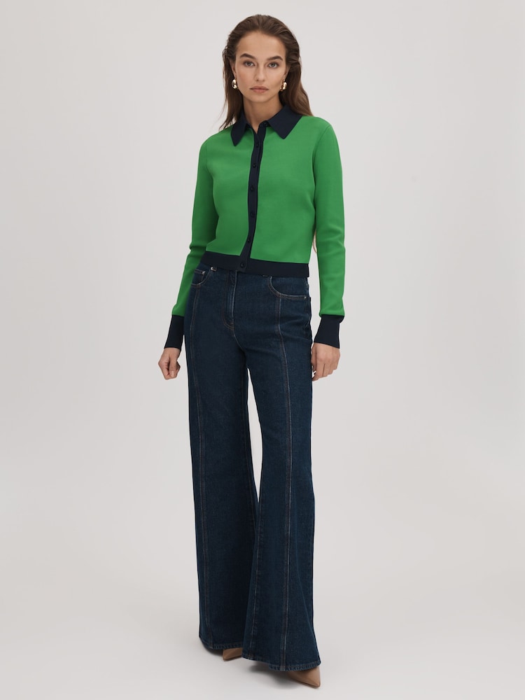 Florere Fitted Contrast Trim Cardigan - Image 3 of 6