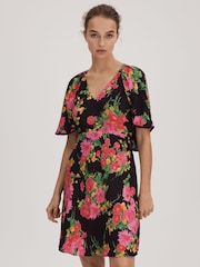 Florere Printed Cape Sleeve Mini Dress - Image 1 of 6