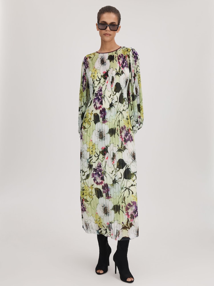 Florere Printed Blouson Sleeve Midi Dress - Image 3 of 6
