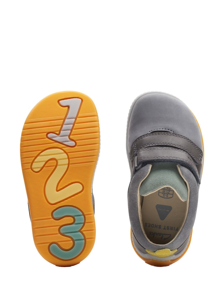 Clarks Grey Combi Noodle Fun Toddler Shoes - Image 7 of 7