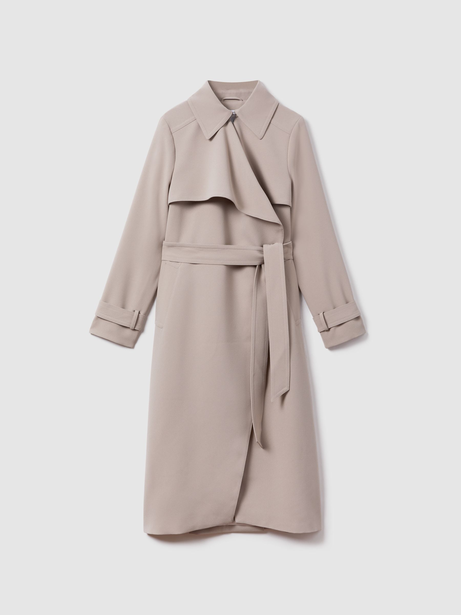 Buy Reiss Mink Neutral Etta Double Breasted Belted Trench