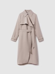 Reiss Mink Neutral Etta Double Breasted Belted Trench Coat - Image 2 of 7