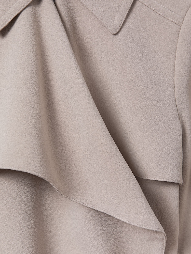 Reiss Mink Neutral Etta Double Breasted Belted Trench Coat - Image 7 of 7