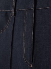 Reiss Navy Raven Wool Blend Denim Look Suit Trousers - Image 7 of 7