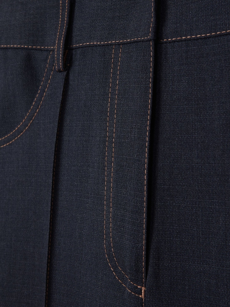 Reiss Navy Raven Wool Blend Denim Look Suit Trousers - Image 7 of 7