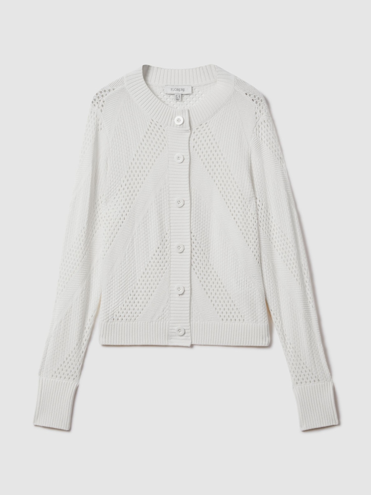 Florere Ivory Crochet Button Through Cardigan - Image 2 of 5