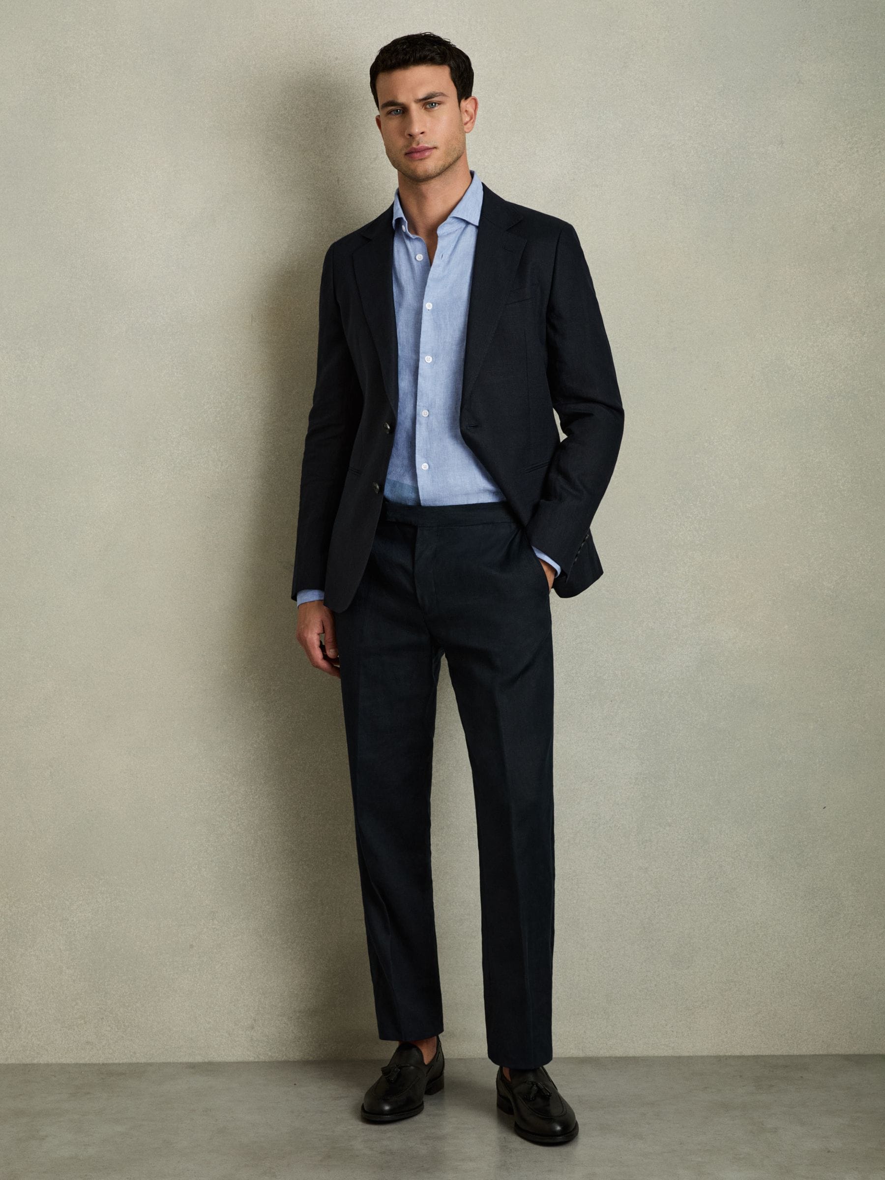 Buy Reiss Sky Blue Ruban Linen Button-Through Shirt from Next USA