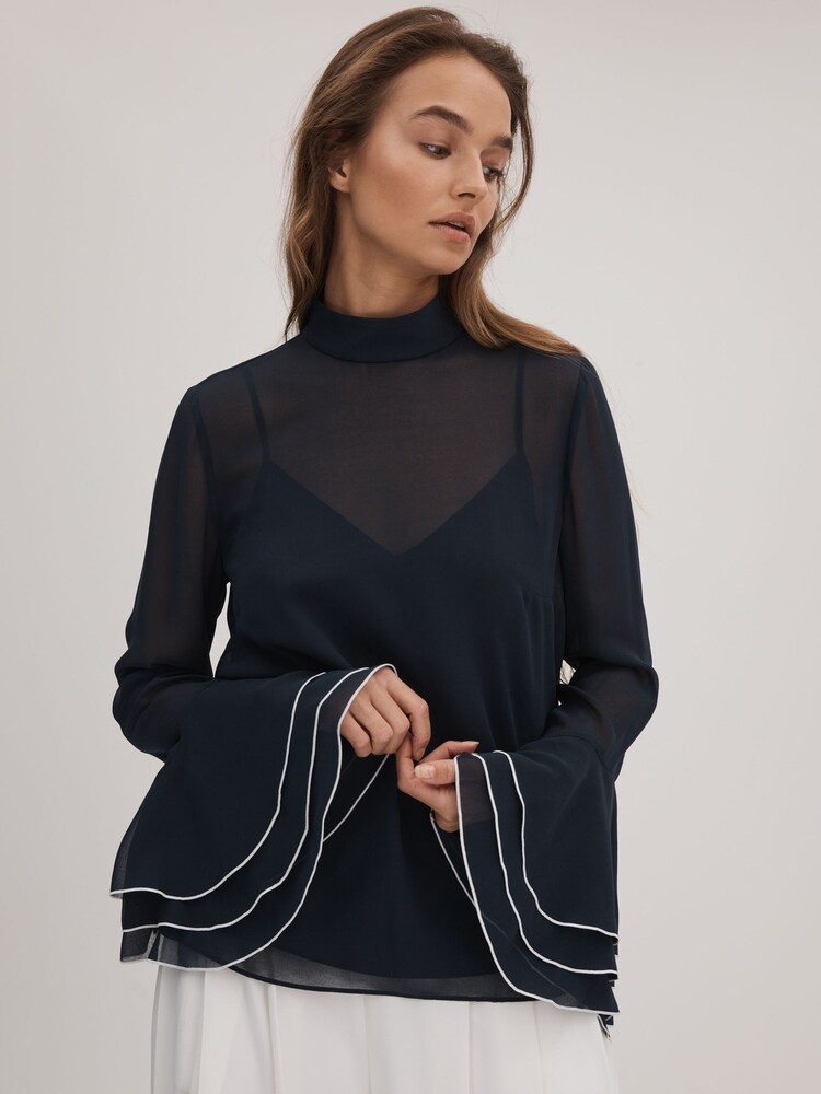 Florere Fluted Cuff Blouse - Image 1 of 7 Florere Fluted Cuff Blouse - Image 1 of 7
