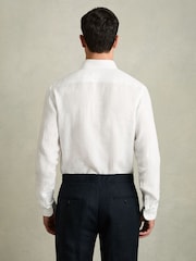 Reiss White Queens 100% Linen Button-Down Collar Shirt - Image 5 of 6