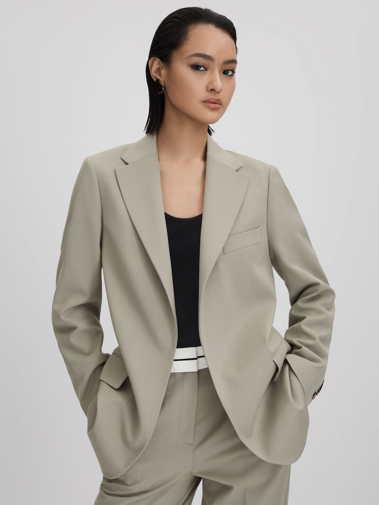 Reiss Green Whitley Wool Blend Single Breasted Suit Blazer - Image 1 of 6