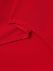 Reiss Red Katya Flute Sleeve Bodycon Midi Dress - Image 6 of 6