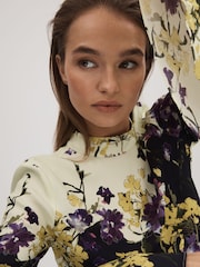 Florere Printed Fluted Cuff Midi Dress - Image 6 of 8
