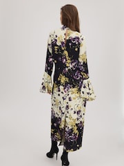 Florere Printed Fluted Cuff Midi Dress - Image 7 of 8