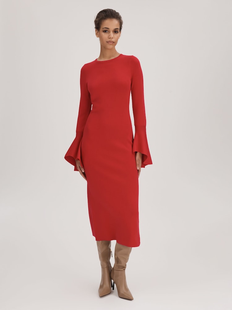 Florere Fitted Fluted Cuff Midi Dress - Image 1 of 6