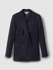Reiss Navy Raven Wool Blend Denim Look Suit Blazer - Image 2 of 8