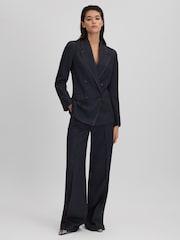 Reiss Navy Raven Wool Blend Denim Look Suit Blazer - Image 3 of 8